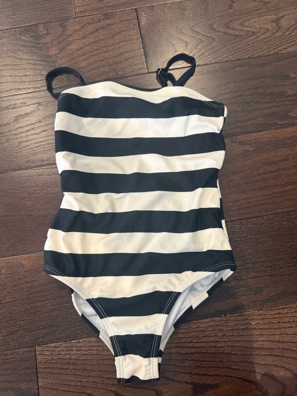 Raisins Black and White Striped Girls One-Piece Swimsuit - Size 7